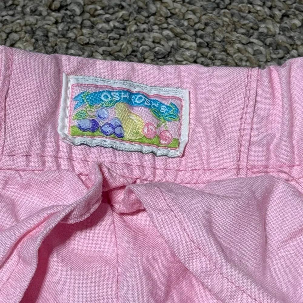 Vintage OshKosh B'Gosh Girls Pink Pants 6 Ruffle Waist Cottagecore Fruit
